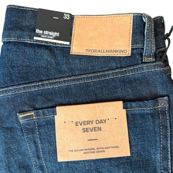 7 For All Mankind Men's Straight Jeans - Dark Blue - Picture 4 of 11